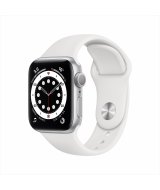 Apple Watch Series 6, 40 мм, корпус из алюминия серебристого цвета, спортивный ремешок белого цвета (MG283RU-A)