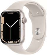 Apple Watch Series 7, 45 мм, корпус из алюминия цвета «сияющая звезда», спортивный ремешок «сияющая звезда» (MKN63)
