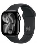 Умные часы Apple Watch Series 11 42 мм (алюминиевый корпус, черный/черный, спортивный силиконовый ремешок S/M)