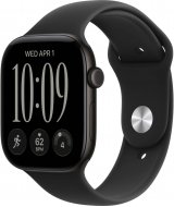 Умные часы Apple Watch Series 12 46 мм (алюминиевый корпус, черный/черный, спортивный силиконовый ремешок S/M)